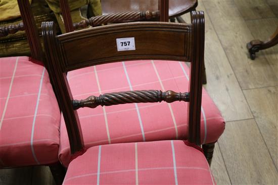 A harlequin set of six Regency mahogany dining chairs